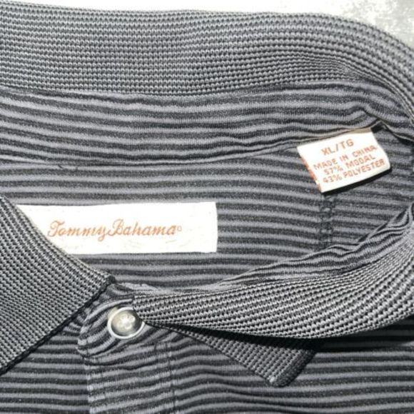 Tommy Bahama Polo‎ XL Black/Stripped Modal Blend - Picture 4 of 6